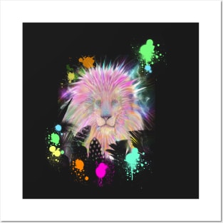 Colorful Rainbow Tribal Lion Artwork Posters and Art